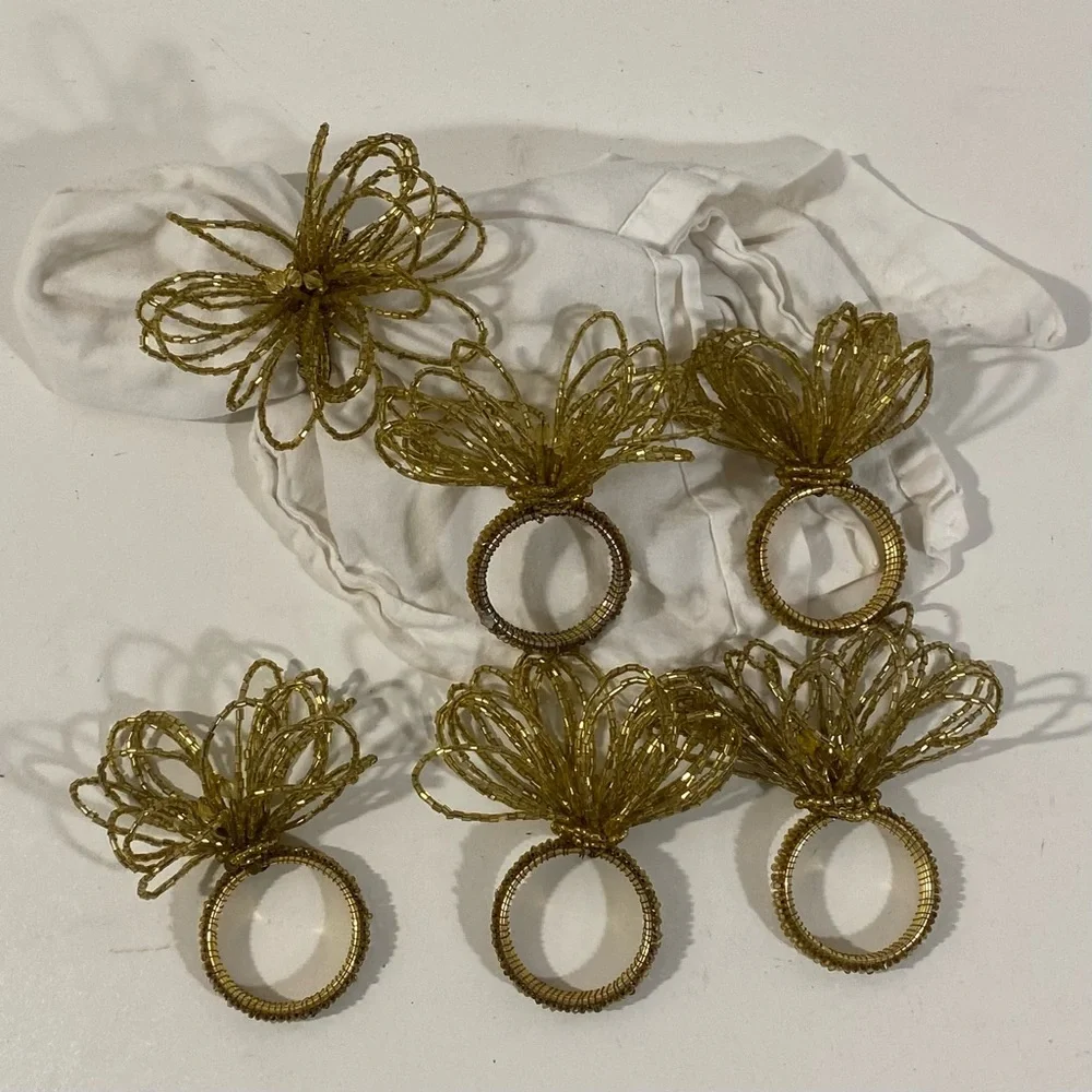 Set of 6 Vintage Bejeweled Napkin Rings